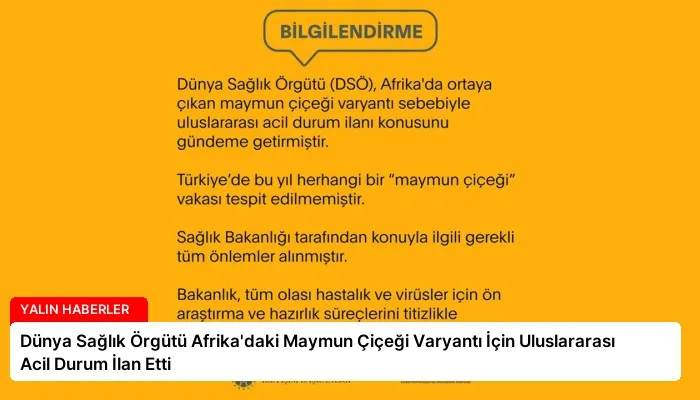 Dünya Sağlık Örgütü Afrika’daki Maymun Çiçeği Varyantı İçin Uluslararası Acil Durum İlan Etti